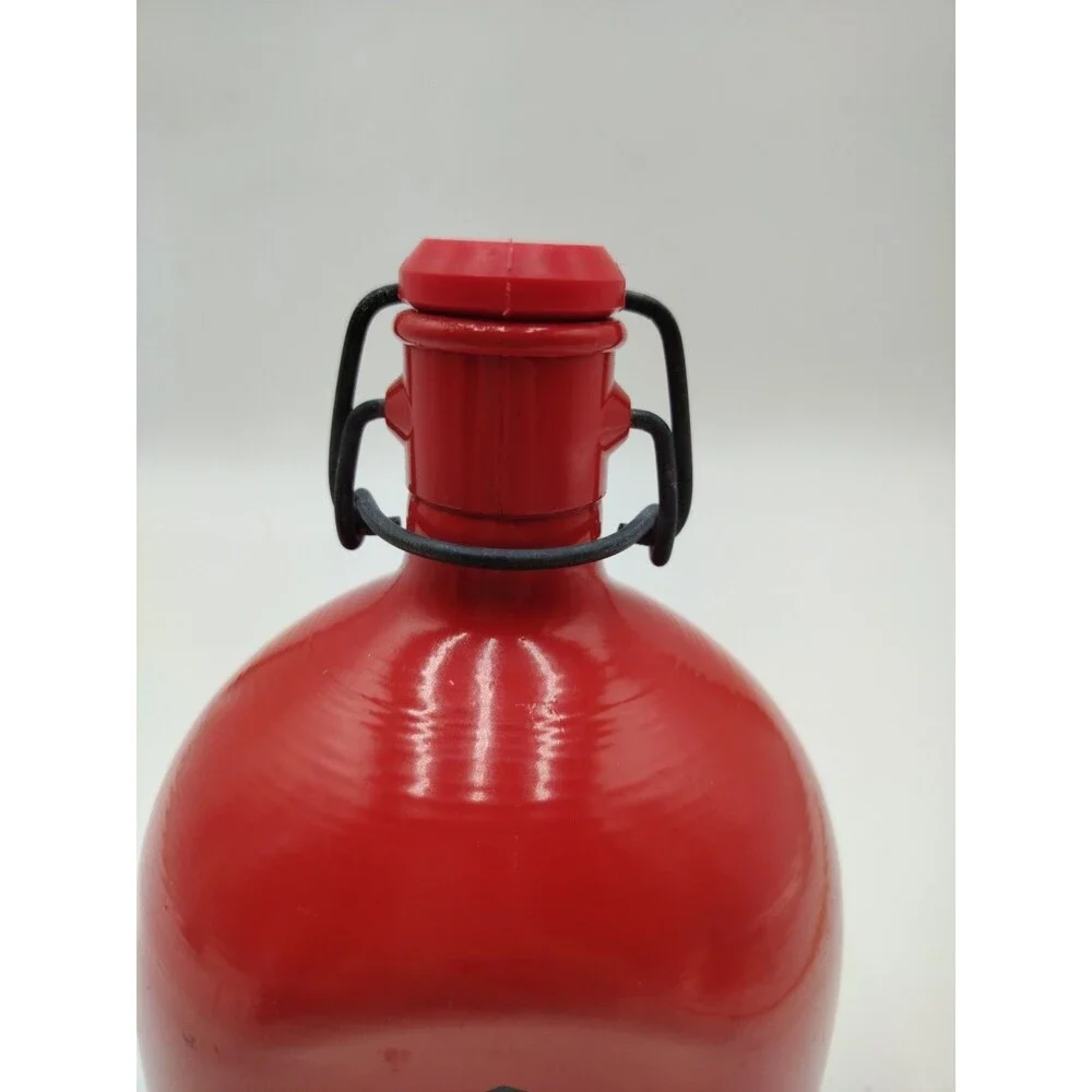 VTG French Aluminum Flask Red Le Grand Tetras Hiking Bottle 1L (Read)